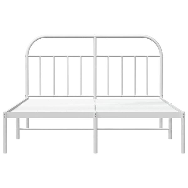 vidaXL Metal Bed Frame without Mattress with Headboard White 183x213cm