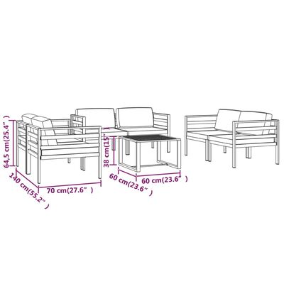 vidaXL 7 Piece Garden Lounge Set with Cushions Aluminium Anthracite