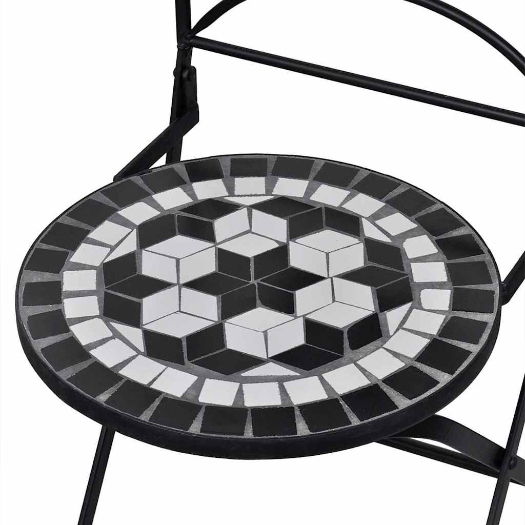 vidaXL Folding Bistro Chairs 2 pcs Ceramic Black and White