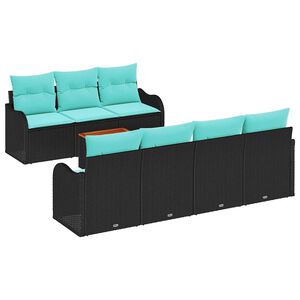 vidaXL Garden Sofa Set 8 pcs Black and turquoise
