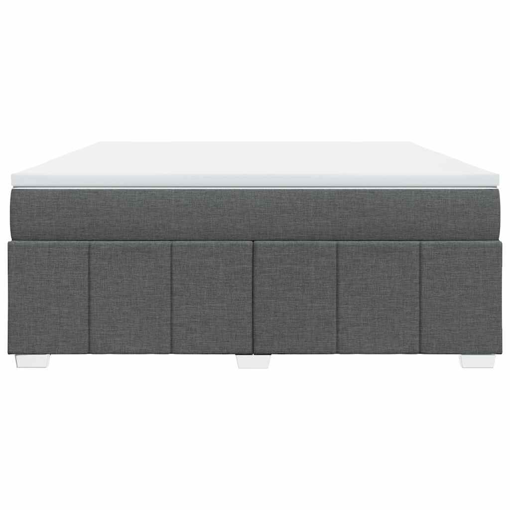 vidaXL Box Spring Bed with Mattress Dark Grey California King Fabric