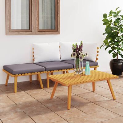 vidaXL 4 Piece Garden Lounge Set with Cushions Solid Wood Acacia