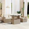 vidaXL 6 Piece Garden Sofa Set with Cushions Beige Poly Rattan
