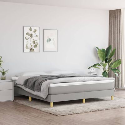 vidaXL Box Spring Bed Frame Light Grey 193x203 cm King Fabric