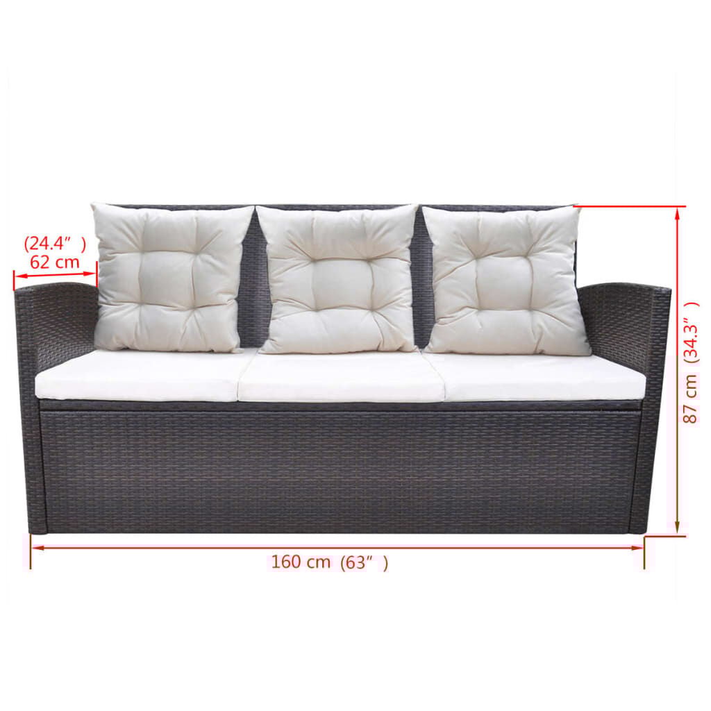 vidaXL 6 Piece Outdoor Dining Set with Cushions Poly Rattan Brown