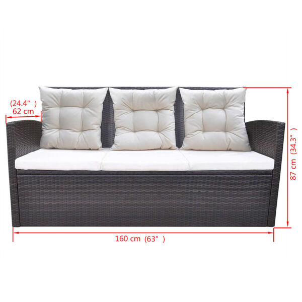 vidaXL 6 Piece Outdoor Dining Set with Cushions Poly Rattan Brown