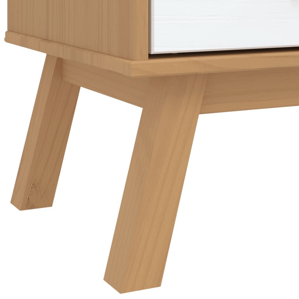 vidaXL Drawer Cabinet OLDEN White and Brown Solid Wood Pine