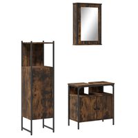 vidaXL 3 Piece Bathroom Furniture Set Smoked Oak Engineered Wood