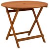 vidaXL Folding Garden Table &Oslash;90x75 cm Solid Eucalyptus Wood