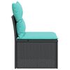 vidaXL Garden Chair Armless with Cushions Black Poly Rattan