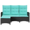 vidaXL Reclining Garden Sofa with Cushions L-shaped Black Poly Rattan