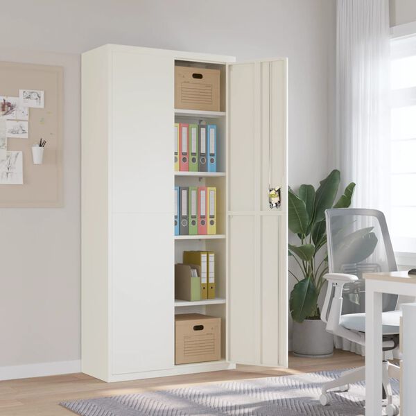 vidaXL File Cabinet White 90x40x200 cm Steel