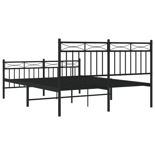 vidaXL Metal Bed Frame without Mattress with Footboard Black 135x190cm