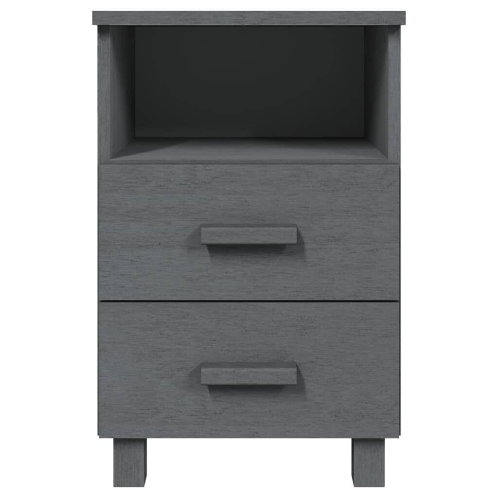 vidaXL Bedside Cabinets HAMAR 2 pcs Dark Grey 40x35x62 cm Solid Wood