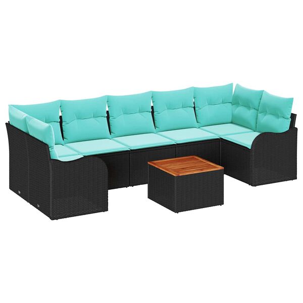 vidaXL Garden Sofa Set 8 pcs Black and turquoise