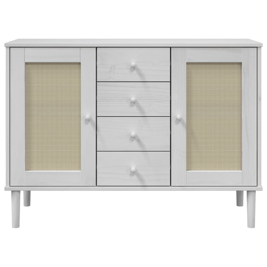 vidaXL Sideboard SENJA Rattan Look White 112x40x80 cm Solid Wood Pine
