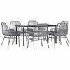 vidaXL 7 Piece Garden Dining Set with Cushions Grey Poly Rattan Glass
