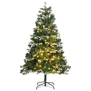 vidaXL Artificial Hinged Christmas Tree 300 LEDs & Flocked Snow 180 cm