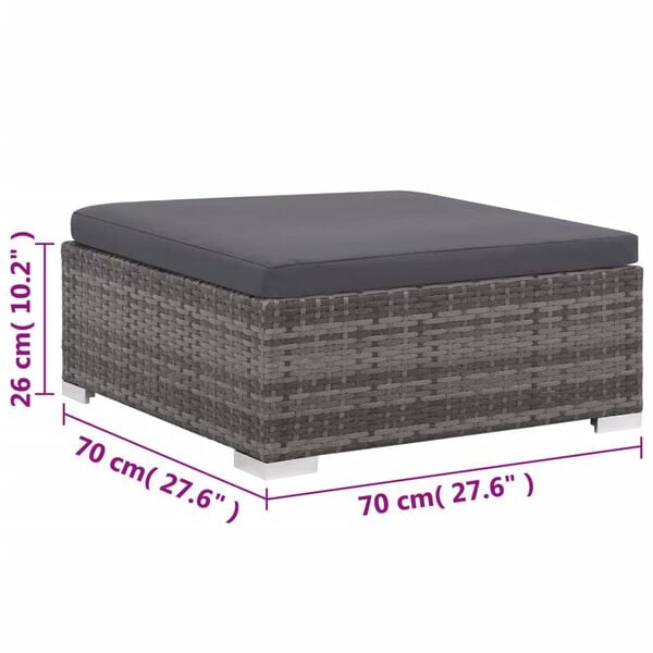 vidaXL 6 Piece Garden Lounge Set with Cushions Poly Rattan grey