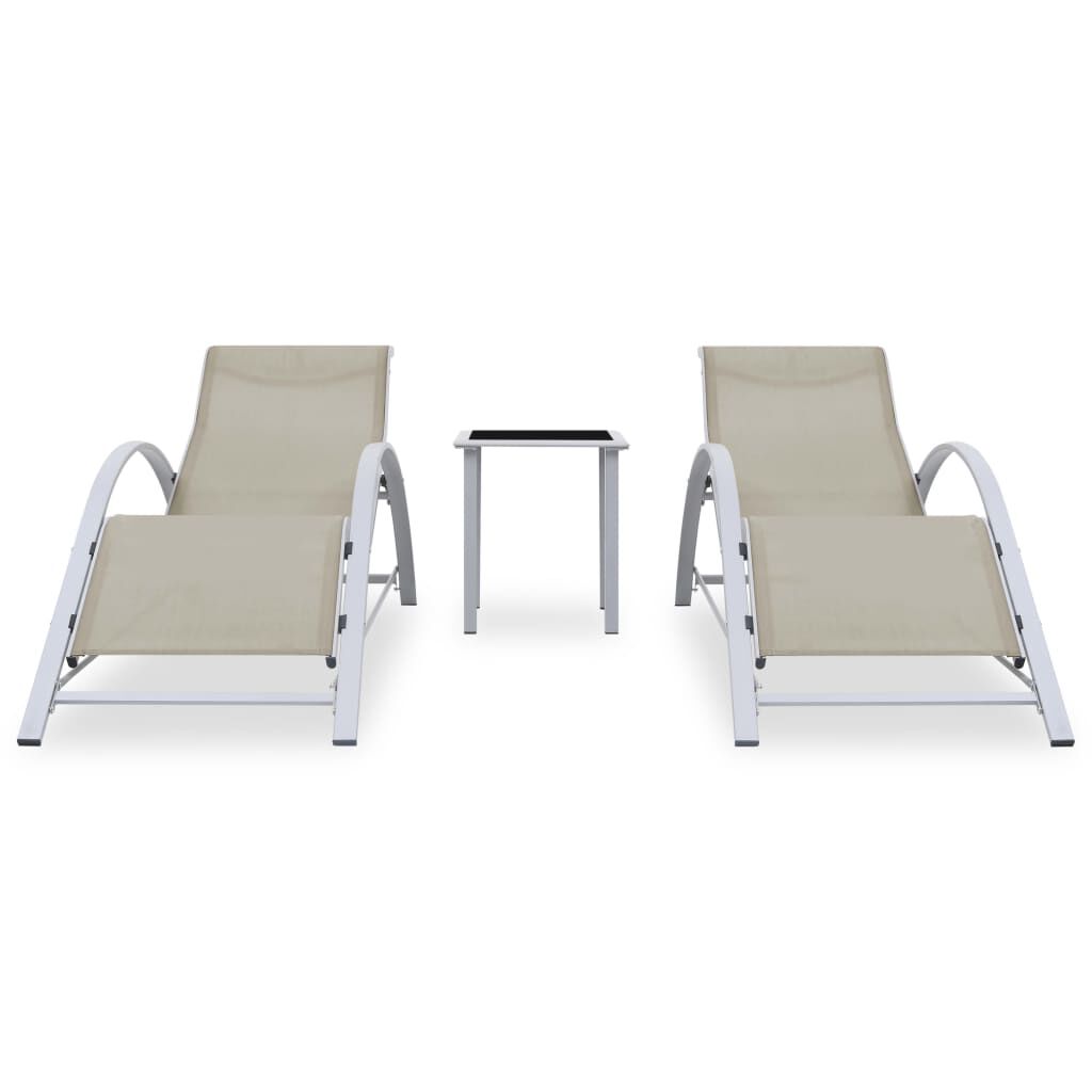 vidaXL Sun Loungers 2 pcs with Table Aluminium Cream