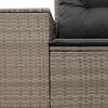 vidaXL Garden Sofa with Cushions 2-Seater Grey Poly Rattan