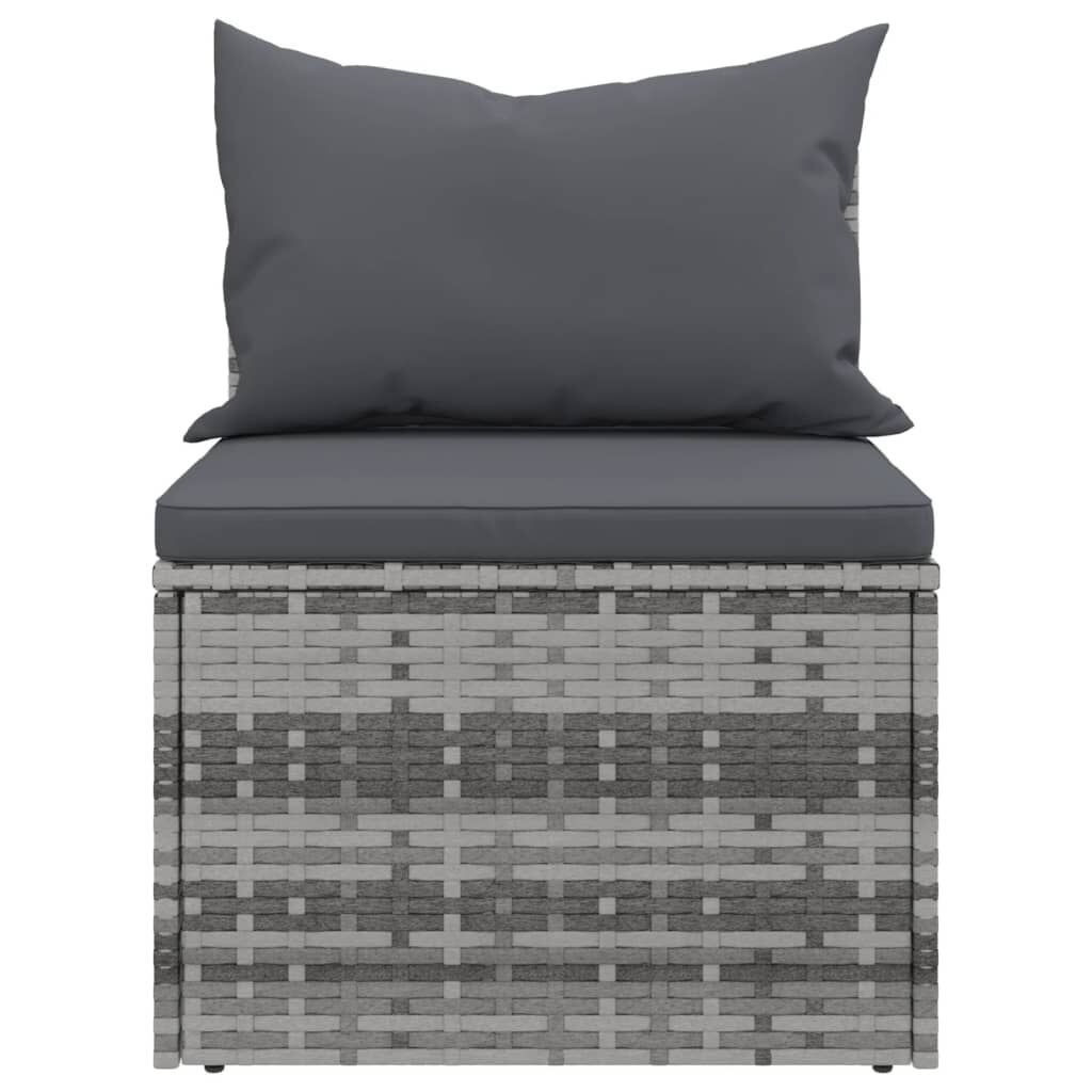 vidaXL 4 Piece Garden Sofa Set with Cushions Grey Poly Rattan
