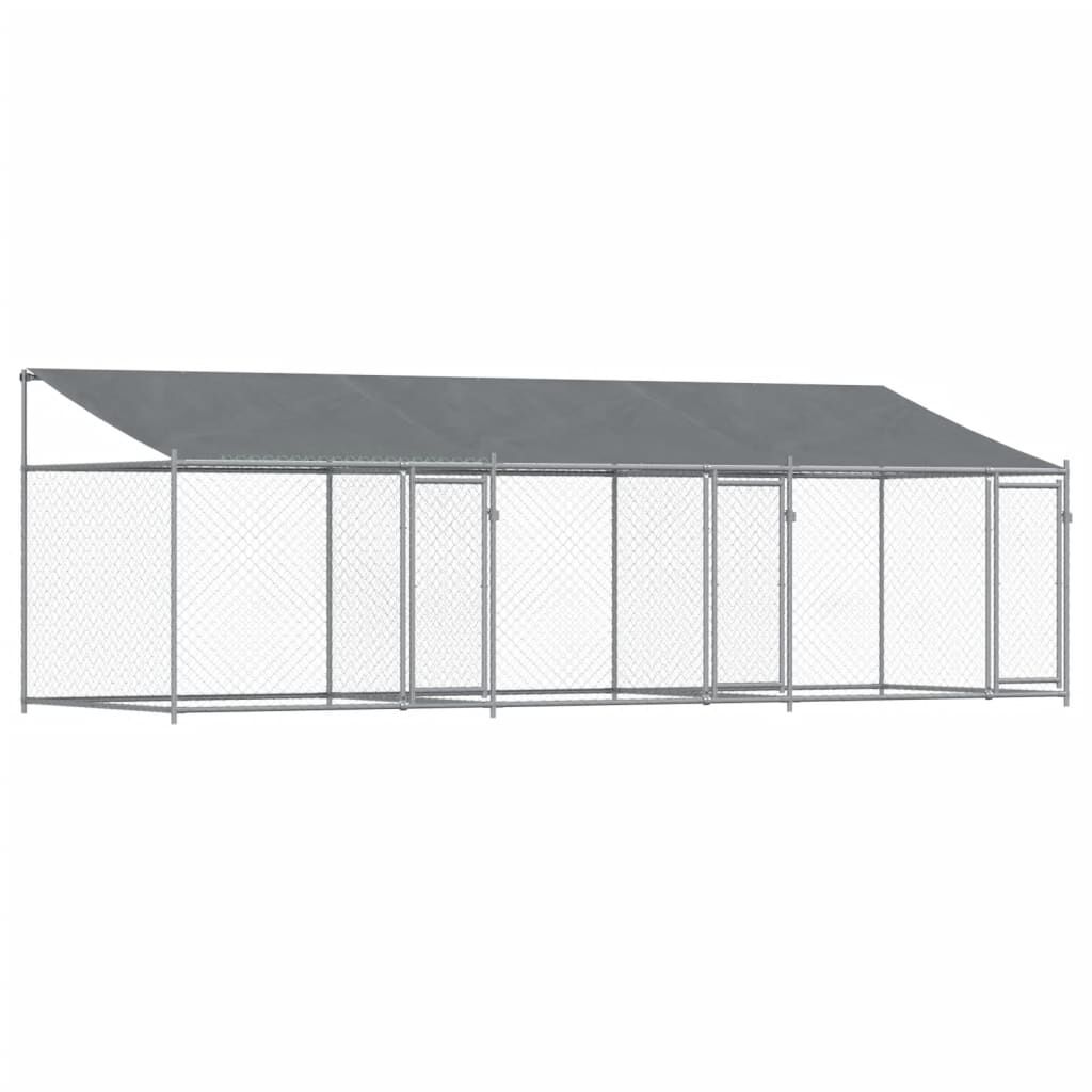 vidaXL Dog Cage with Roof and Doors Grey 6x2x2 m Galvanised Steel