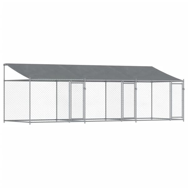 vidaXL Dog Cage with Roof and Doors Grey 6x2x2 m Galvanised Steel