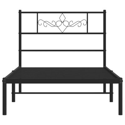 vidaXL Metal Bed Frame without Mattress with Headboard Black 100x190 cm