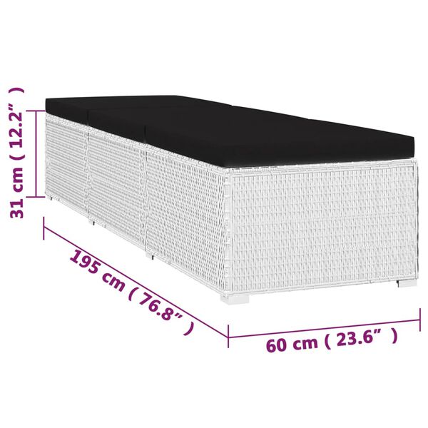 vidaXL 3 Piece Garden Sun Loungers with Tea Table Poly Rattan White