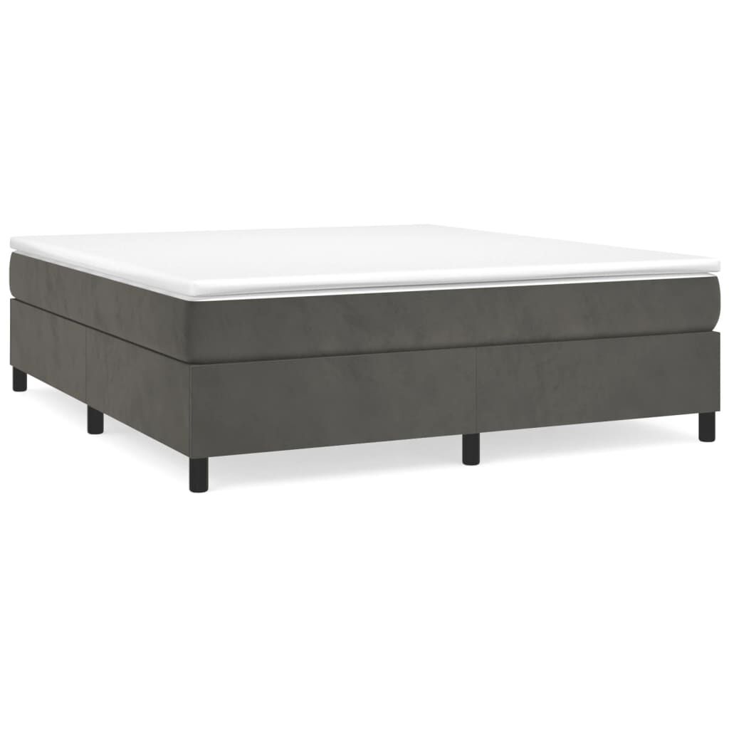 vidaXL Box Spring Bed with Mattress Dark Grey 183x213 cm California King Velvet