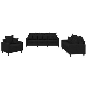 vidaXL 3 Piece Sofa Set with Cushions Black Velvet