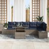vidaXL Garden Sofa Set 7 pcs Grey and Navy Blue Poly Rattan
