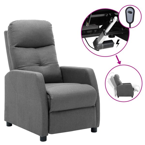vidaXL Electric Recliner Chair Light Grey Fabric