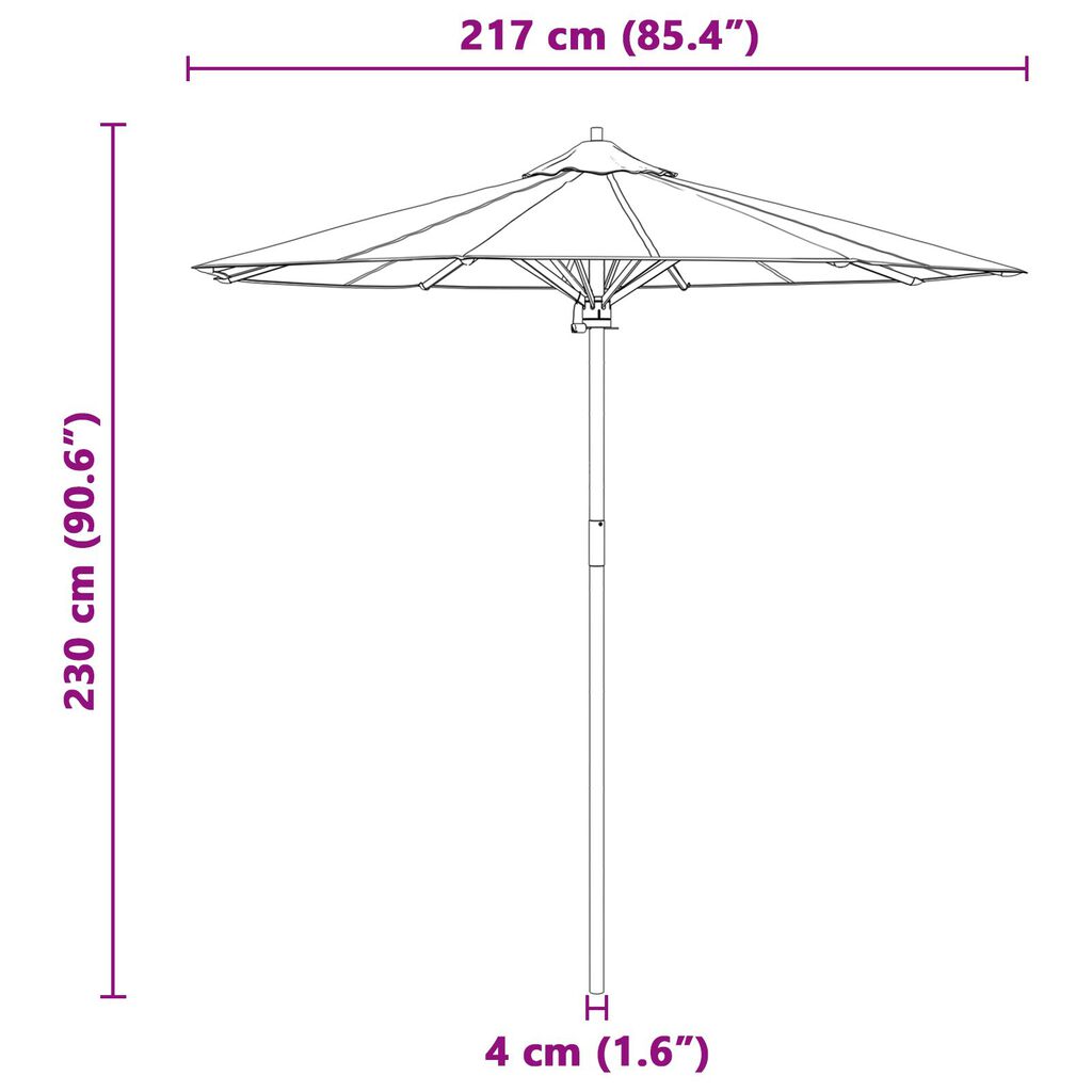 vidaXL Garden Parasol Cream White 217x230 cm Bamboo