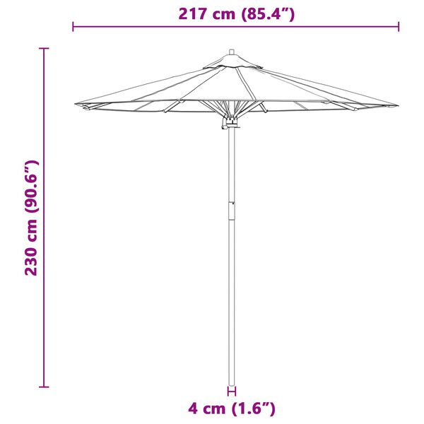 vidaXL Garden Parasol Cream White 217x230 cm Bamboo