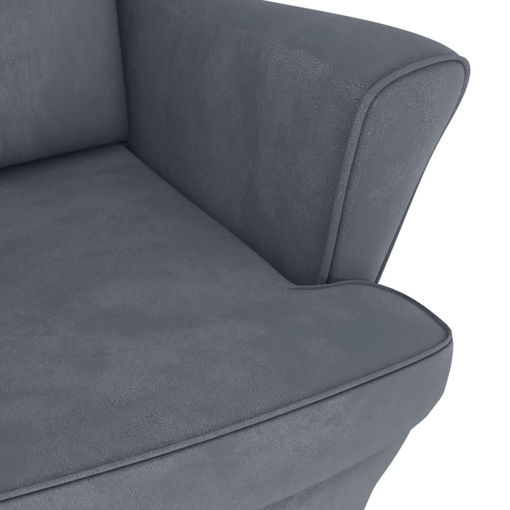 vidaXL Rocking Chair with Solid Wood Rubber Legs Dark Grey Velvet