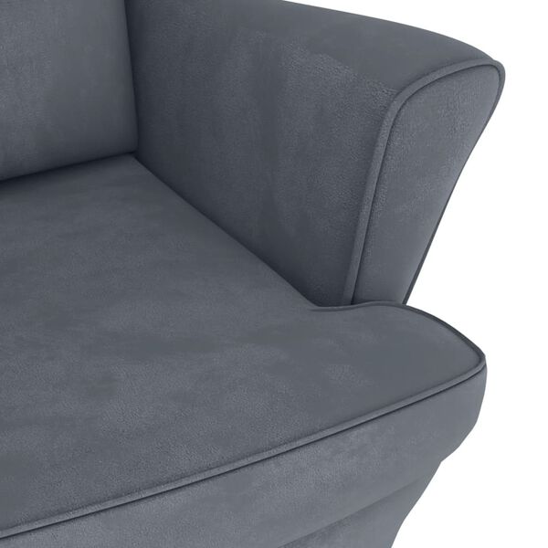 vidaXL Rocking Chair with Solid Wood Rubber Legs Dark Grey Velvet