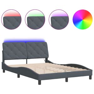 vidaXL Bed Frame with LED without Mattress Dark Grey 137x190 cm Velvet