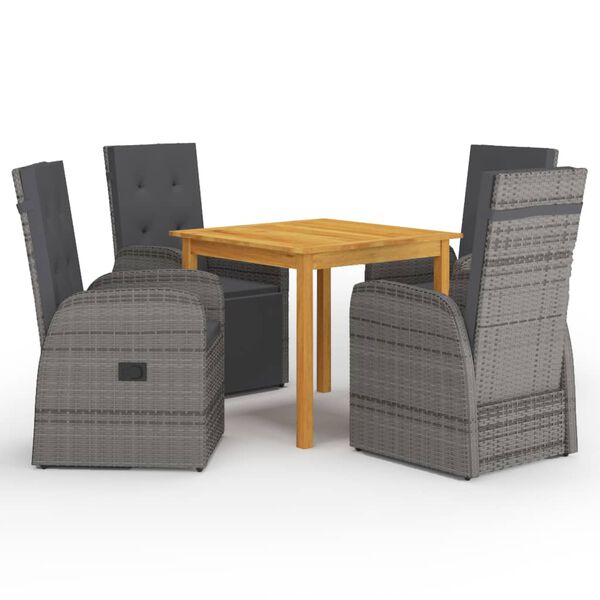 vidaXL 5 Piece Garden Dining Set Grey