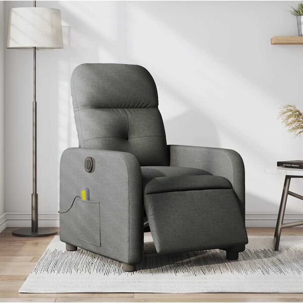vidaXL Electric Massage Recliner Chair Dark Grey Fabric