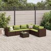 vidaXL 7 Piece Garden Lounge Set with Cushions Brown Poly Rattan