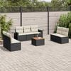 vidaXL 8 Piece Garden Sofa Set with Cushions Black Poly Rattan