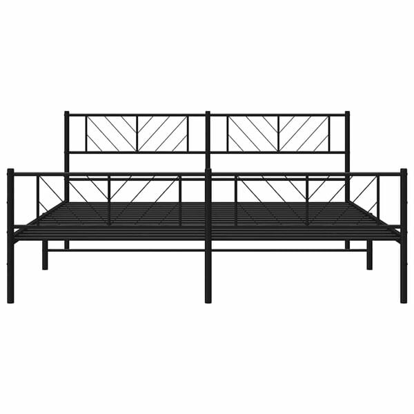 vidaXL Metal Bed Frame without Mattress with Footboard Black 193x203cm