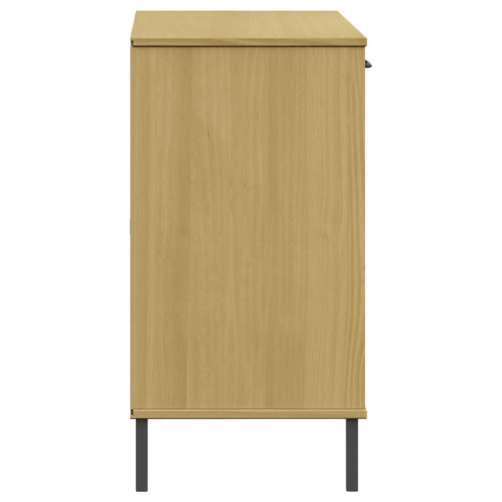 vidaXL Sideboard with Metal Legs Brown 113x40x77 cm Solid Wood OSLO