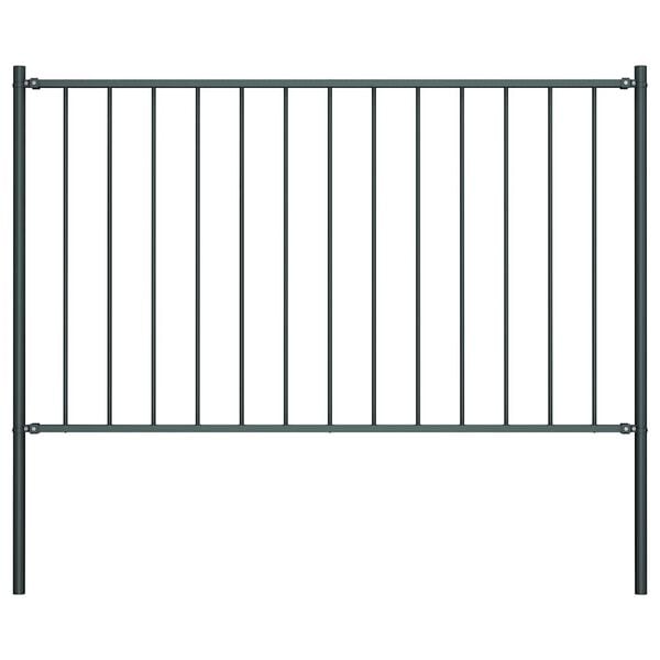 vidaXL Fence Panel with Posts Powder-coated Steel 1.81x0.75 m Anthracite