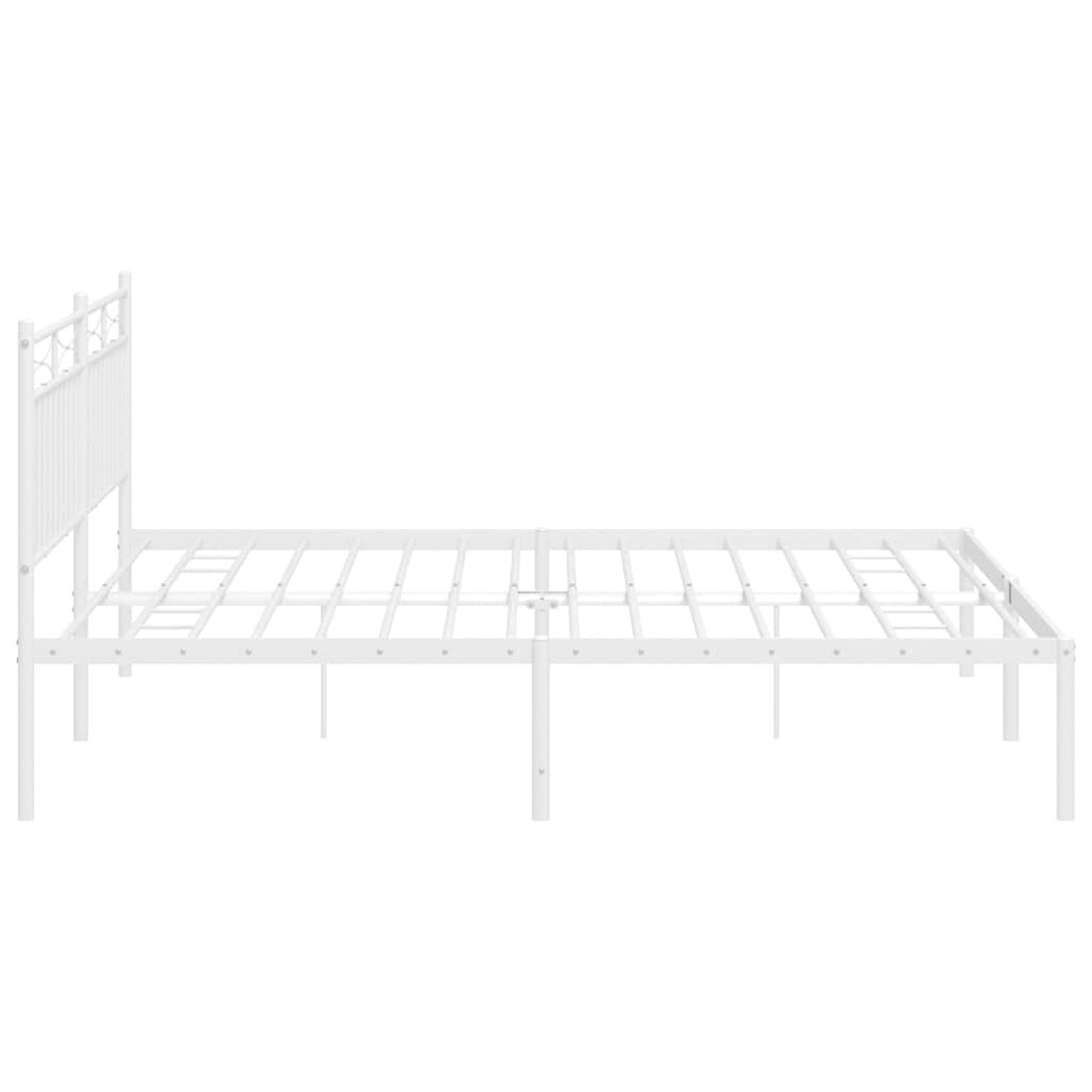 vidaXL Metal Bed Frame without Mattress with Headboard White 183x213cm