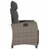 vidaXL Reclining Garden Chair with Side Table Grey Poly Rattan