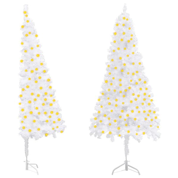 vidaXL Corner Artificial Pre-lit Christmas Tree White 150 cm PVC