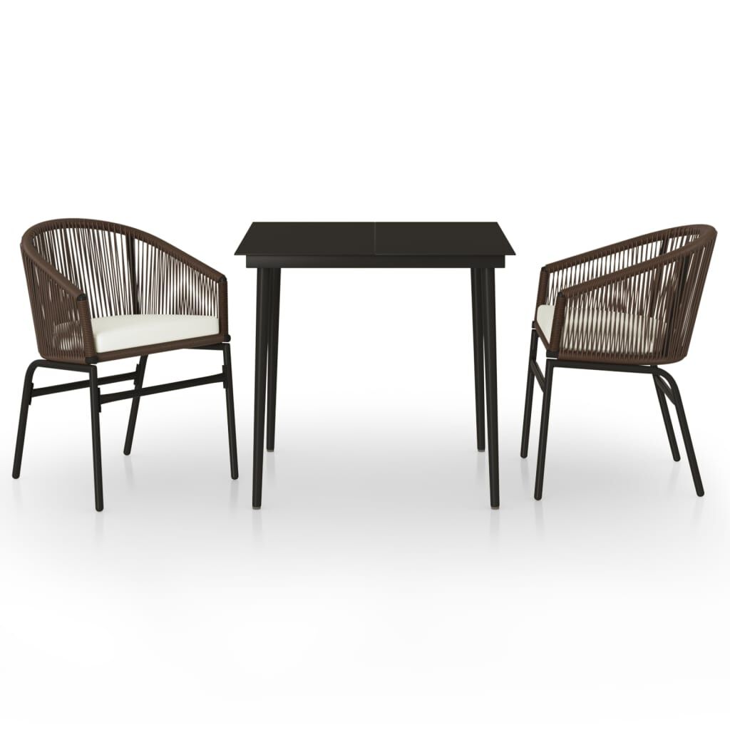 vidaXL 3 Piece Garden Dining Set Brown